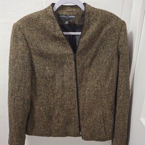 Kasper & Company Womens Tweed Jacket Size 12 Zip Closure Made In Philippines